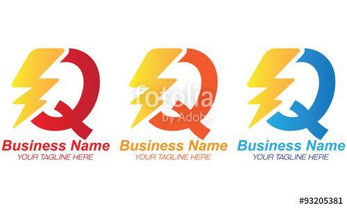 Q Company Logo - Q Electric Power Font Business Elements Concept Stock image