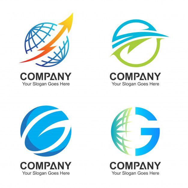 World Globe Company Logo - Globe logo template, global icons, world logo set Vector. Premium