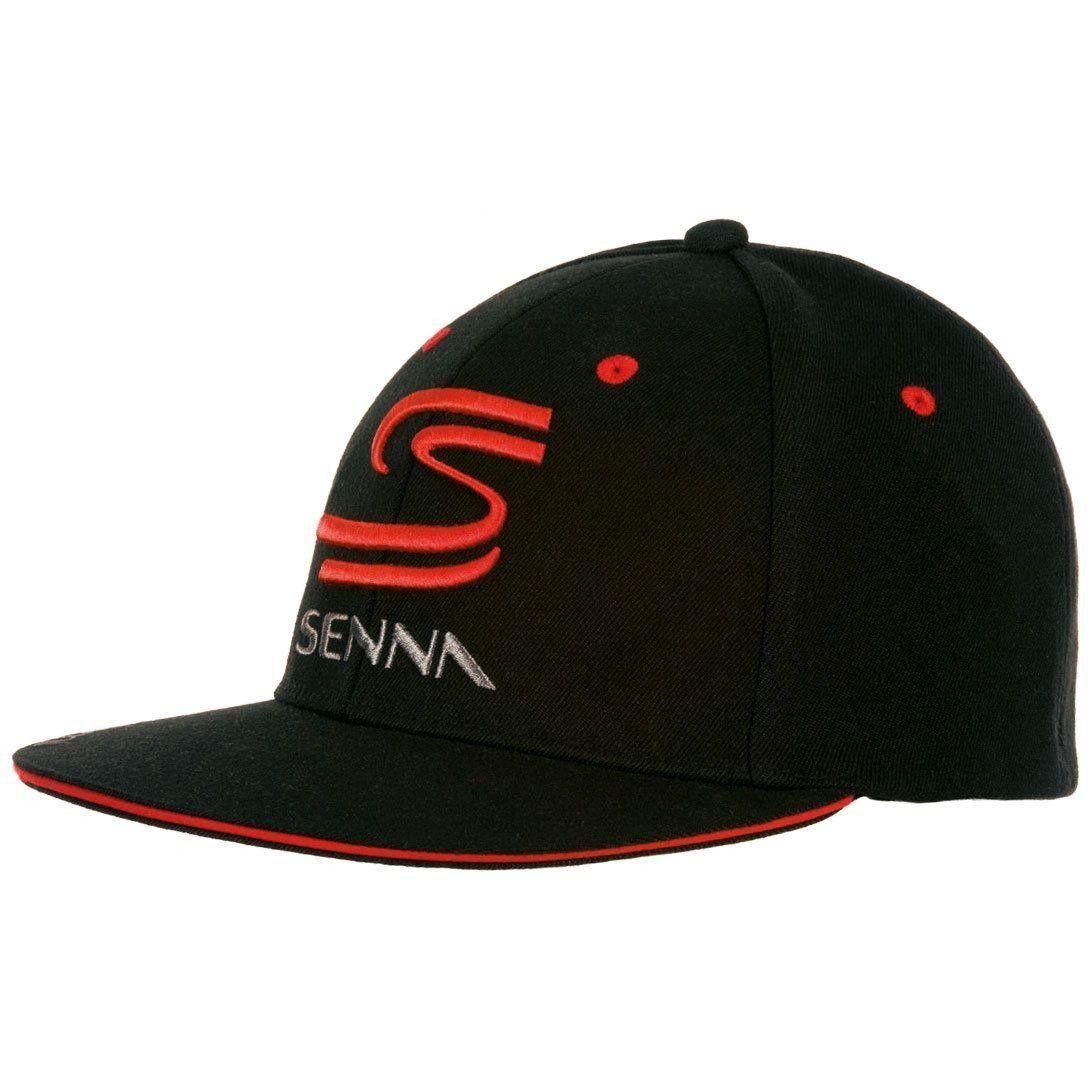 Double S Logo - Ayrton Senna Authentic Black Flat Brim Hat with Double S Logo