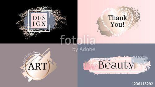 Golden Paint Logo - Beauty fashion frames icons logo set. Cosmetics golden paint, ink ...