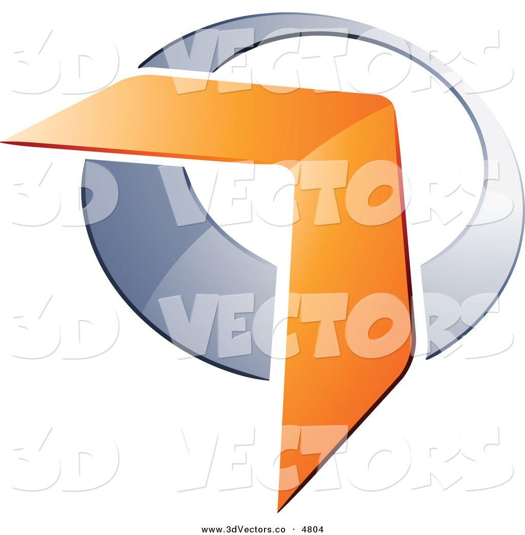 Chrome Boomerang Logo - 3d Vector Clipart of a Pre-Made Logo of an Orange Boomerang or Arrow ...