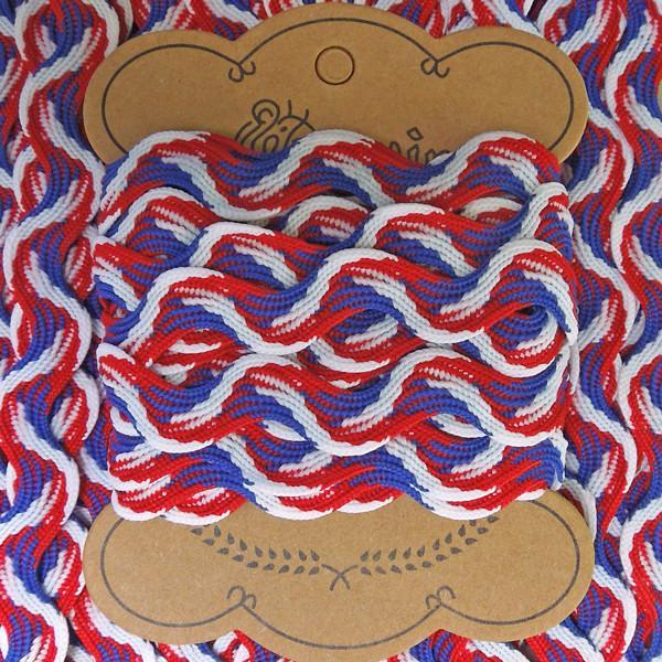 Red and White RAC Logo - 10 mm Red, White and Blue Jumbo Ric Rac, 3 metres of 3/8 inch wide ...
