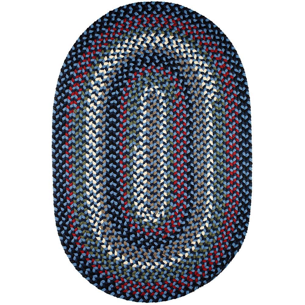 Navy Blue Oval Logo - Rhody Rug Country Medley Navy Blue Multi 3 ft. x 5 ft. Oval Indoor