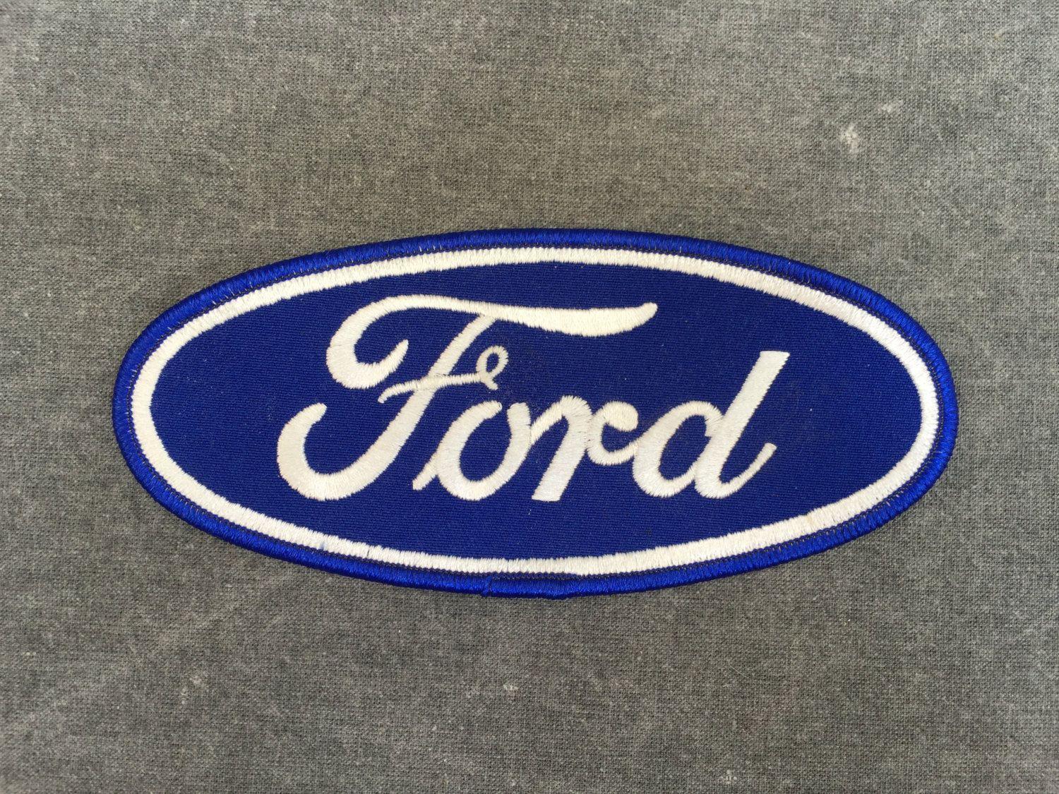Navy Blue Oval Logo - Vintage Ford Patch - Navy Blue with White Embroidered Oval Fabric ...