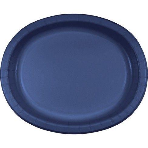 Navy Blue Oval Logo - 24ct Navy Blue Oval Plates Blue