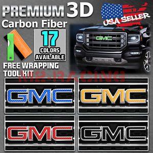 Carbon Fiber GMC Logo - 3D Carbon Fiber GMC Emblem Overlay Vinyl Wrap Kit Sticker Decal ...