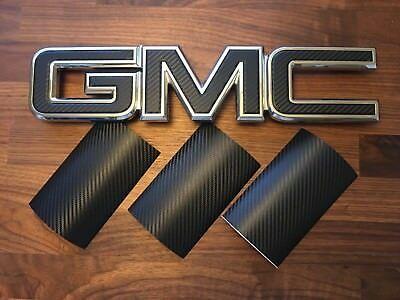 Carbon Fiber GMC Logo - 07 17 GMC Sierra Yukon Carbon Fiber Front Grill Emblem Overlay Decal