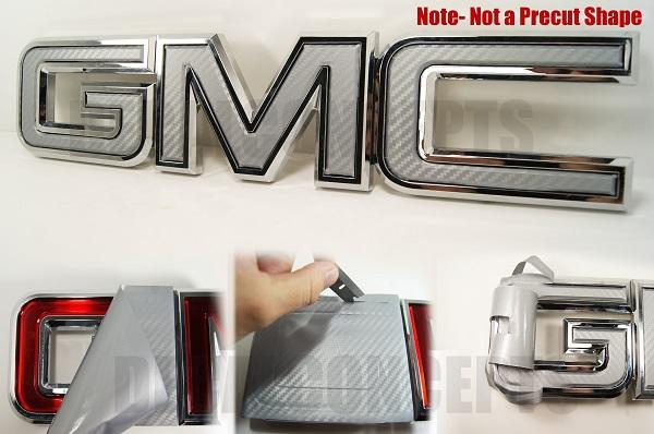 Carbon Fiber GMC Logo - 07-18 GMC Front Universal Emblem Overlay Wrap | Decal Concepts