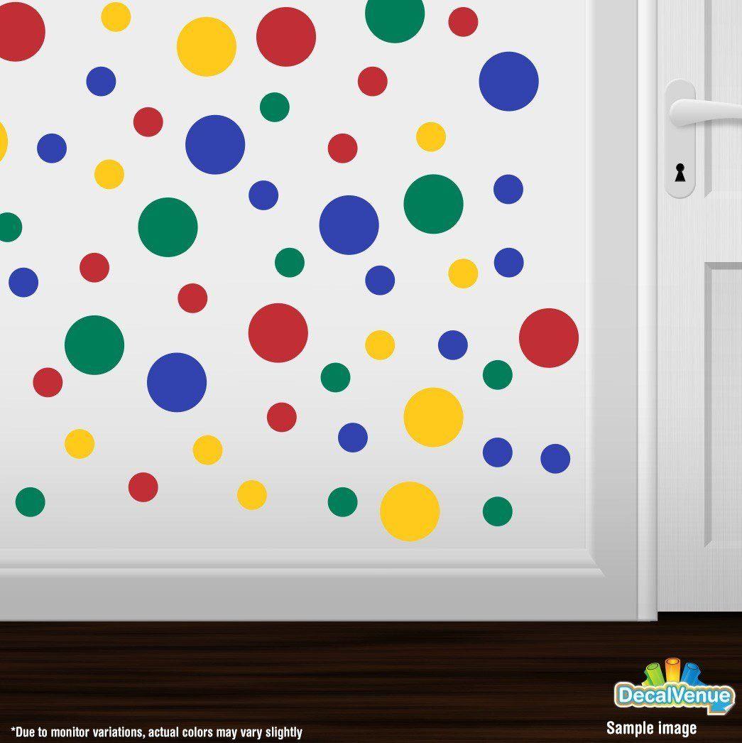 Red and Blue Dot Logo - Red / Yellow / Blue / Green Polka Dot Circles Wall Decals