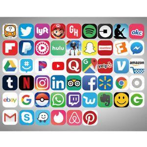 Popular App Logo - 51 x Social Media Icon Sticker Vinyl Popular Icons Glossy Media APP ...
