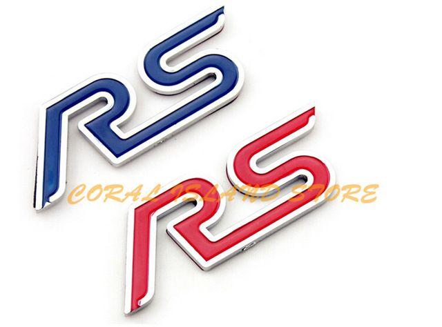 Blue and Red Word Logo - ABS Chrome 3D RS word logo badge sticker suitable for Ford Fiesta ...