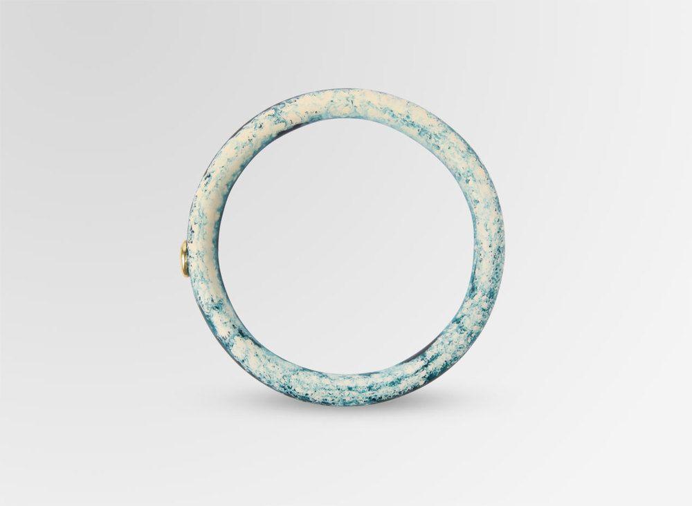 Blue Swirl Circle Logo - Resin Round Rock Wishbone Bangle - Moody Blue Swirl SMALL FIT ...