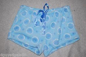Blue Swirl Circle Logo - Jr Womens SLEEP SHORTS Super Plush Fleece BABY BLUE Swirl Circle