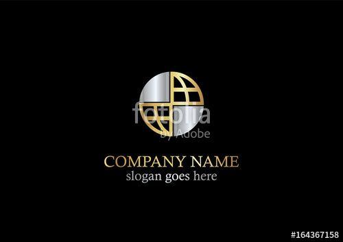 World Globe Company Logo - gold world globe icon logo