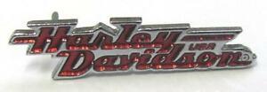 Red Word Logo - 11756 HARLEY DAVIDSON PIN BADGE CHROME & RED WORD LOGO MOTORCYCLE ...