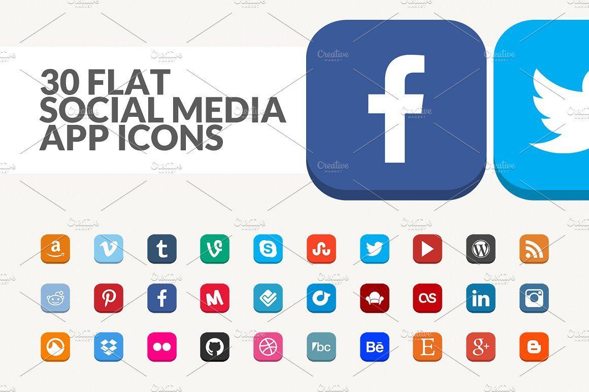 Social Media App Logo - 30 Flat Social Media App Icons ~ Icons ~ Creative Market