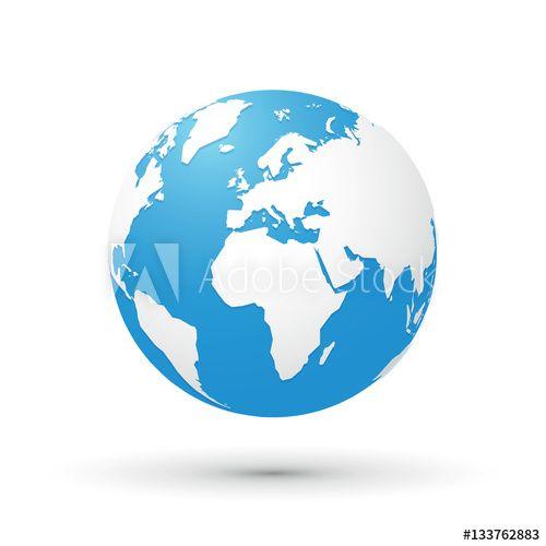 Blue and White Globe Logo - world map blue white illustration globe this stock vector