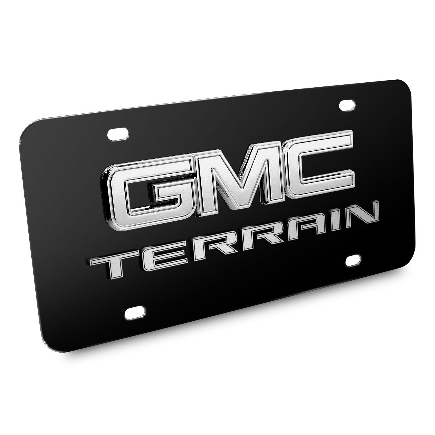 GMC Terrain Logo - GMC Terrain 3D Logo Black Stainless Steel License Plate