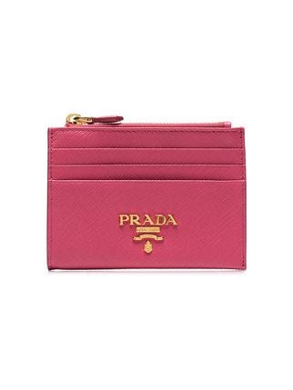 Prada Gold Logo - Prada Pink Zip Gold Logo Stamp Purse - Farfetch