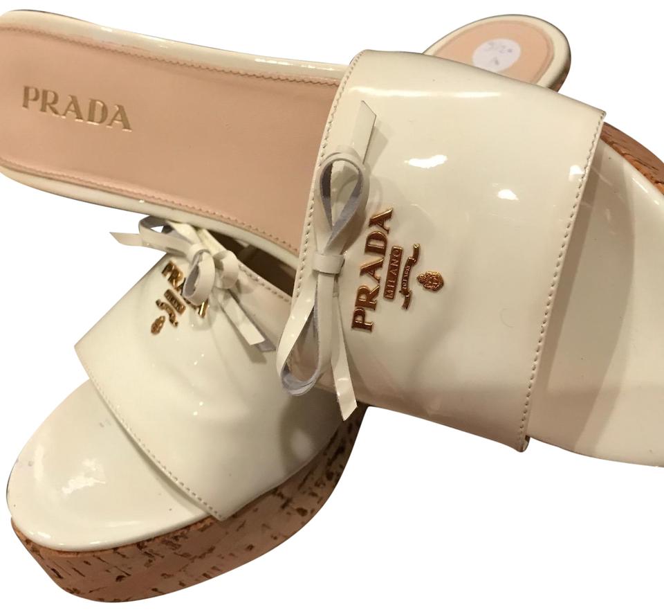 Prada Gold Logo - Prada White Patent Italian Leather with Gold Logo Limited Edition ...