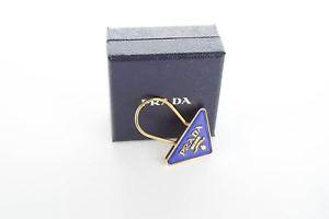 Prada Gold Logo - PRADA Blue Gold Logo Leather Bag Charm, 3