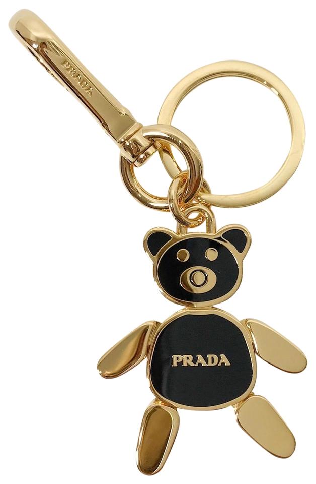 Prada Gold Logo - Prada Multicolor Teddy Bear Key Chain Black/Gold - Tradesy