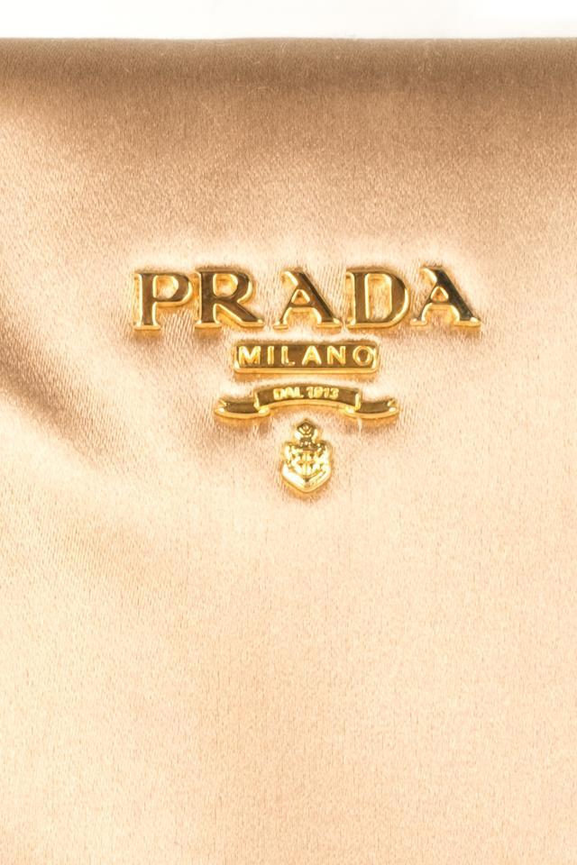 Prada Gold Logo - Prada Gold Satin Clutch - Tradesy