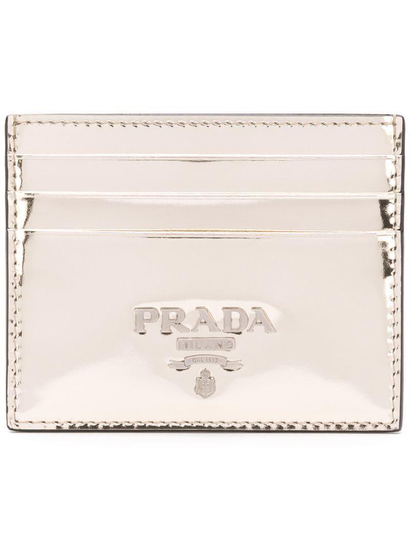 Prada Gold Logo - Prada Logo Mirror Wallet in Metallic - Lyst