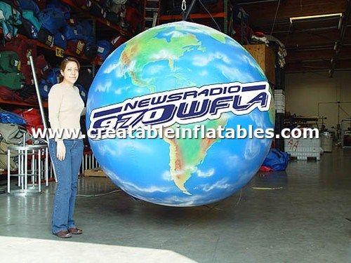 World Globe Company Logo - Custom Inflatable Globe Earth News Radio, Advertising Balloons