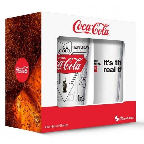 Coca-Cola Classic Logo - Coca Cola Classic Logos Pub Glasses Set of 2 Clear CXAFXSUCN
