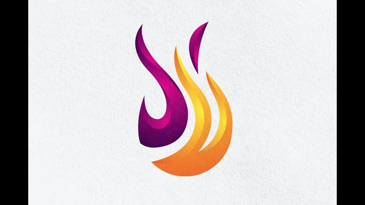 Simple Flame Logo - Fire Ball icon Logo Design Tutorial / Flame logo / fire logo ...