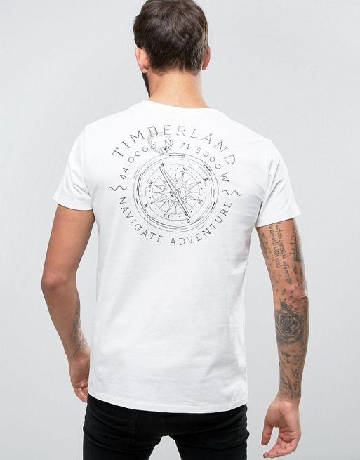 Man On Compass Logo - Wholesale Picket Fence T Shirts & Vests. Timberland Back Compass