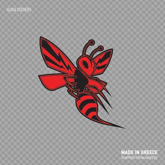 Black and Red Hornet Logo - Decal Sticker Red Hornet Wasp Vespa Aggressive vivid colors