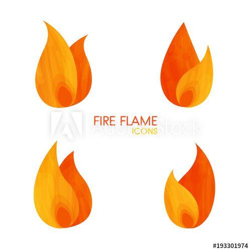 Simple Flame Logo - Handdrawn simple fire flame icons set, vector elements, elegant burn ...