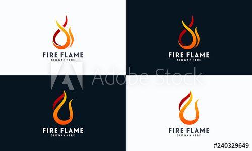 Simple Flame Logo - Set of Simple Fire Flame logo designs concept vector, Fire Icon logo ...