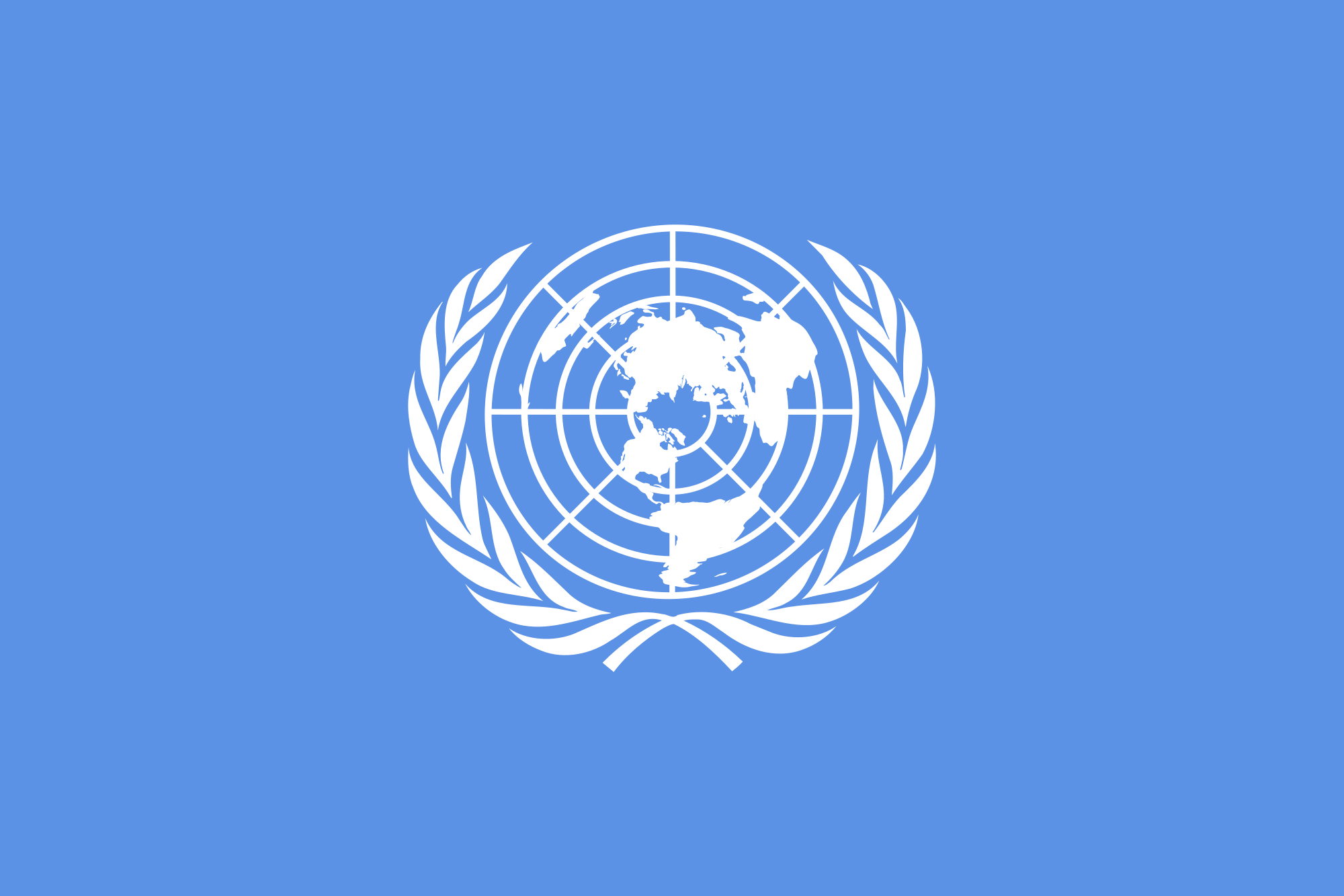 White with Blue Lines Three Leaves Logo - Flag of the United Nations