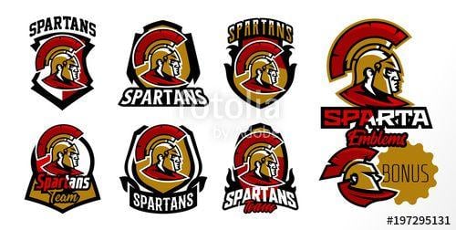 Spartan Head Logo - A colorful collection of emblems, badges, logos of the Spartan's