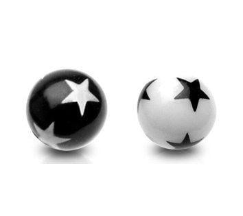 Ball Star Logo - Gekko Body Jewellery 2 Pack of Black and White Star Logo 14 Gauge ...
