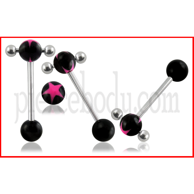 Ball Star Logo - Wholesale Bagains for Tongue Barbell with UV Ball With Pink