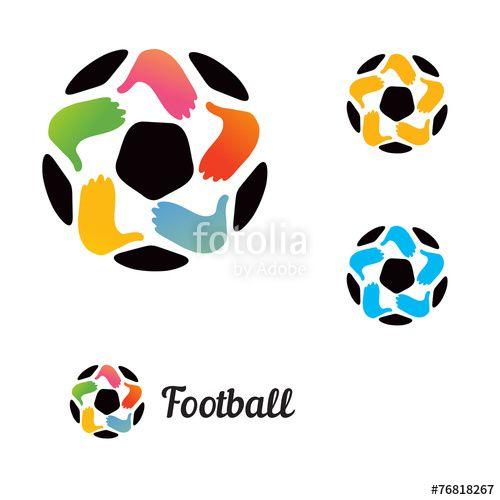 Ball Star Logo - Logo with a soccer ball with his hands and a star Stock image