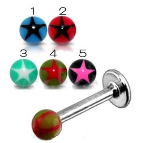 Ball Star Logo - New Surgical Steel Tragus Labret Helix Cartilage Bar Stud with Star