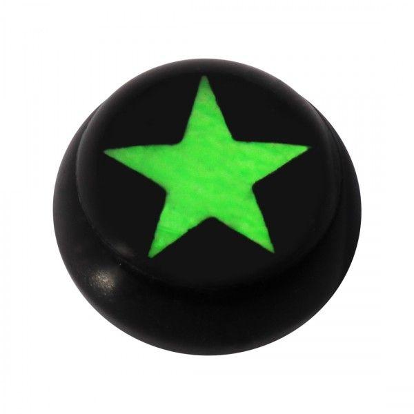 Ball Star Logo - Acrylic UV Black Ball for Tongue/Navel Piercing with Star Logo