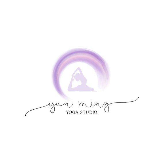 Yoga Studio Logo - Pre Made Logo Purple Pink Watercolor Yoga Studio Logo