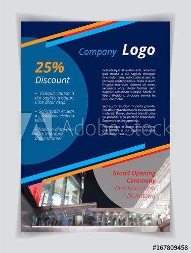 Orange and Blue Company Logo - Blue company logo A4 brochure template. Orange red line and circle ...