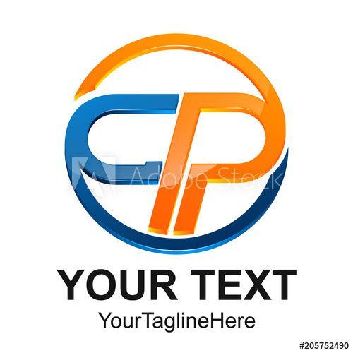 Orange and Blue Company Logo - Initial letter CP logo design template element circle colored orange ...