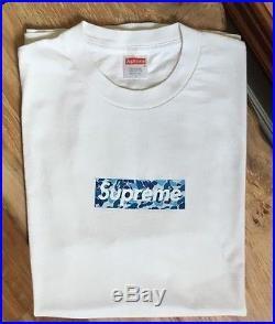 Supreme BAPE Blue Logo - 100% authentic Bape x Supreme Blue Box Logo Tee L kermit cdg paris #977