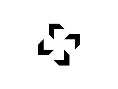 Four Arrows Logo - Medical logistics logo. venn diagram, funnels, pyramids. Logistics