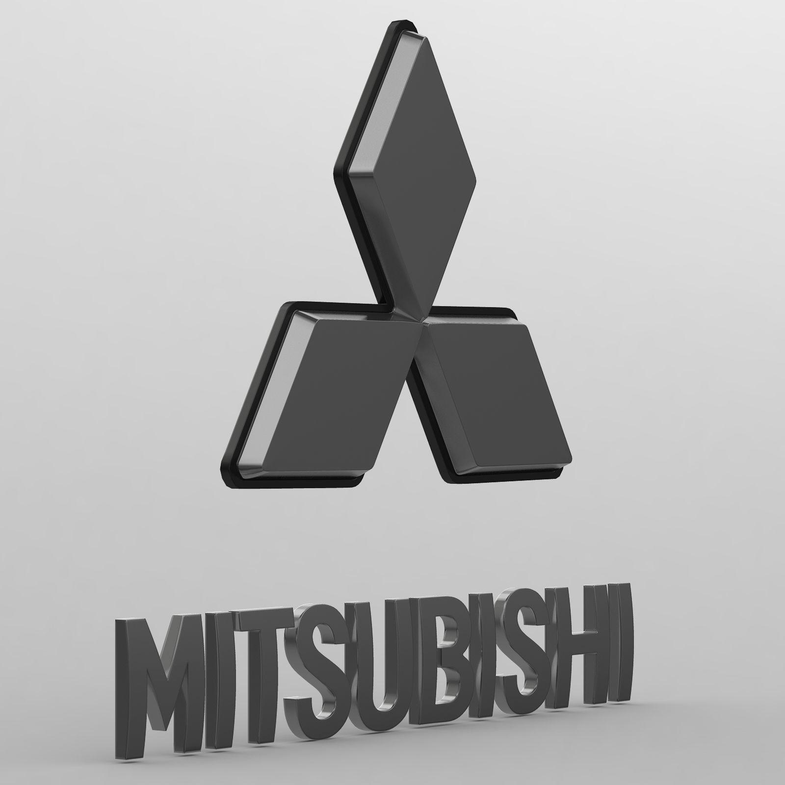Black and Mitsubishi Logo - 3D mitsubishi logo detailed | CGTrader