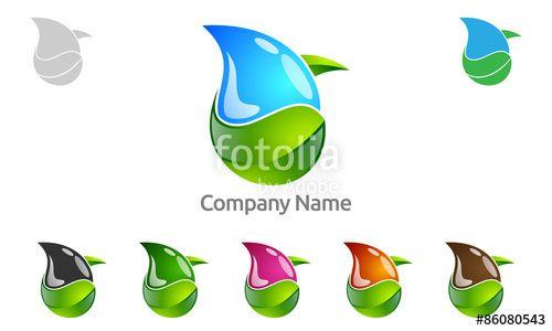 Water Leaf Logo - water, leaf, drop, nature, secure, recycle, vector, logo, design
