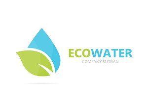 Water Leaf Logo - Vector of laundry and leaf logo combination. Washing machine and eco ...